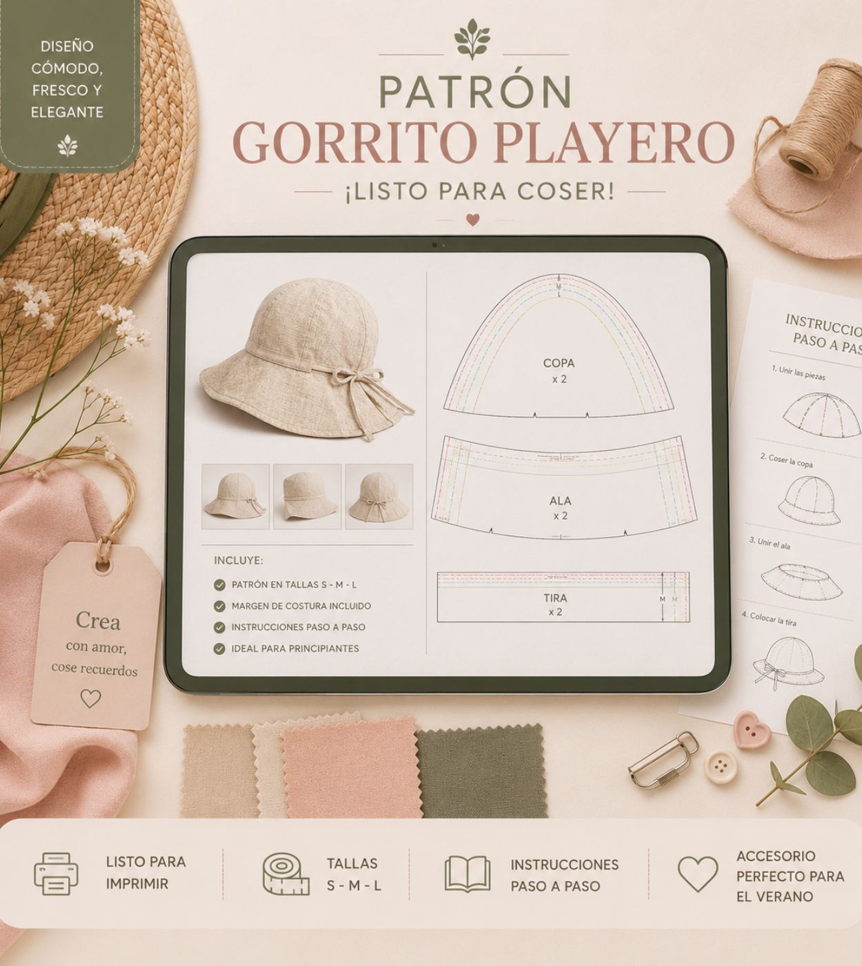 Patrón gorrito playero