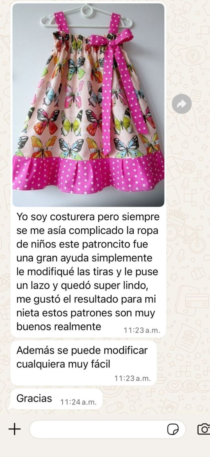 Testimonio de clienta en WhatsApp 1